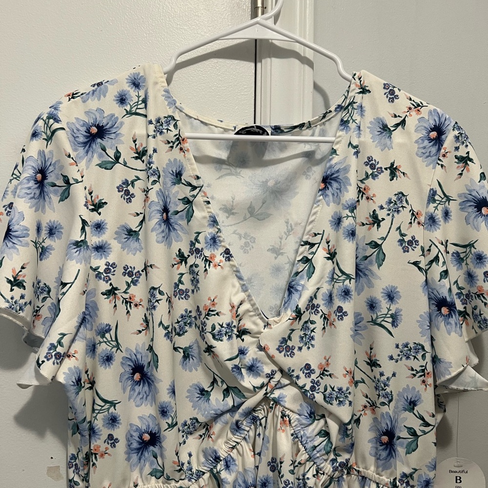 Arula Floral Wrap Blouse with Blue Flowers